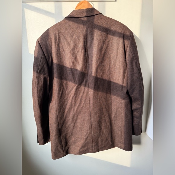 SILVERSTONE Loro Piana Herringbone Wool Cashmere Blazer Luxury Classic 42R FLAWS - Picture 3 of 16